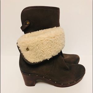 Women’s brown tan clog boots size 8